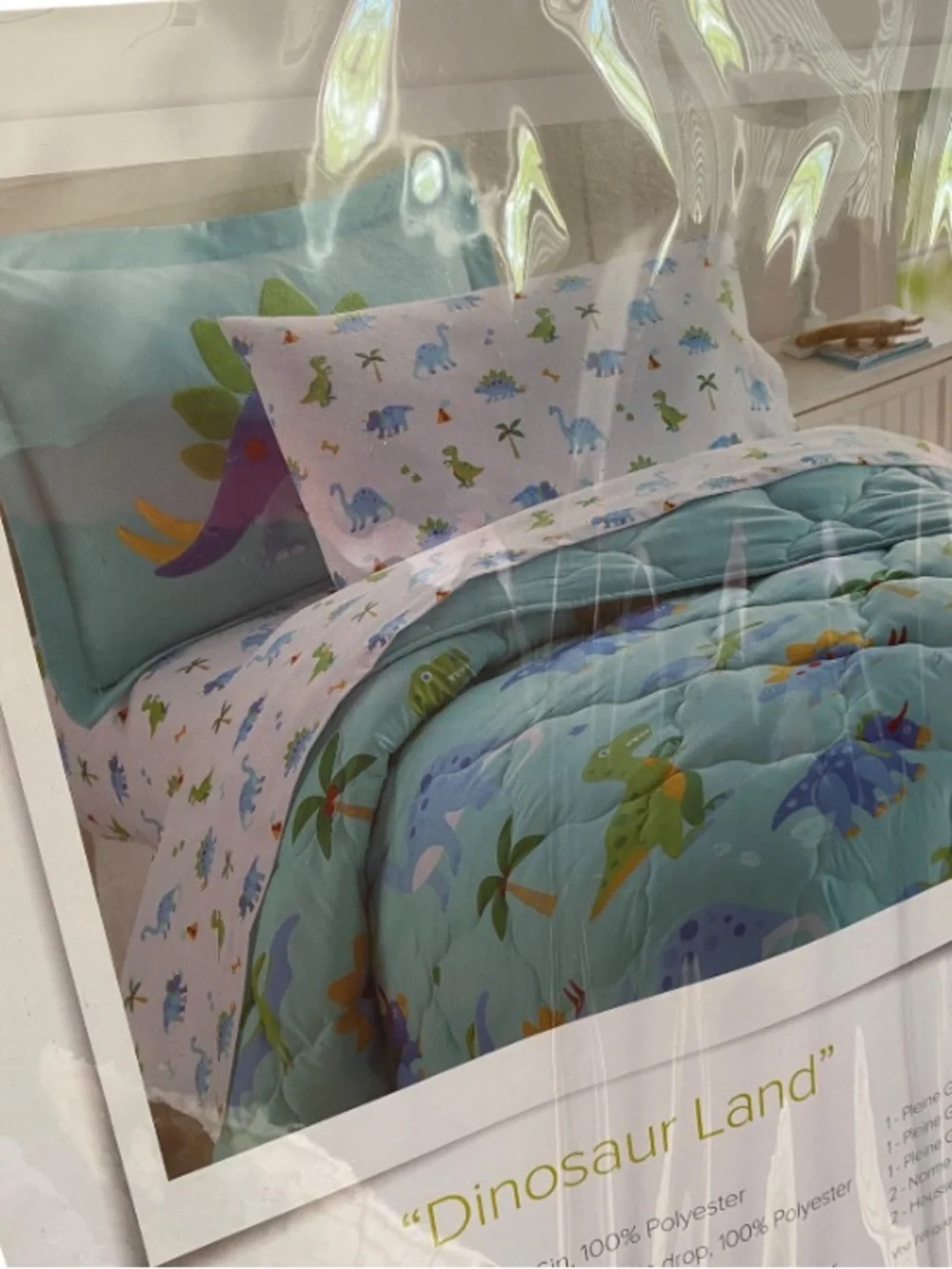 Wildkin 7 Pc Full Cotton Bed in a Bag for Boys & Girls: Dinosaur Land Blue NEW